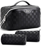 BOYATU travel makeup bag set front view showing organized compartments for quick access