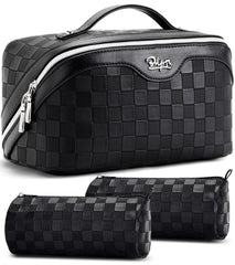 BOYATU travel makeup bag set front view showing organized compartments for quick access