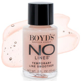 Boyd’s No Lines Serum tube closeup showing quick-smoothing action on fine lines