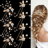 BOYIVI wedding hair pins with gold leaf and pearls for elegant bridal styling