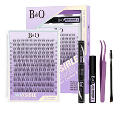 BQaugen Flora lash clusters invisible band closeup for comfortable natural look.