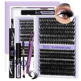 BQaugen lash extension kit 3D volume clusters dramatic, lightweight lashes.