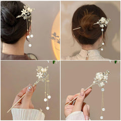 BQSAZHYJ Magnolia flower hair pin beige adds refined floral accent for weddings or daily chic.