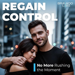 Bravado Labs Premium Delay Cream safe-use image demonstrates water-based formula compatibility with latex condoms.