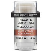 Bravo Sierra aluminum-free deodorant bottle with White Vetiver & Cedarwood for all-day protection