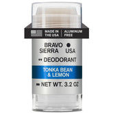 Bravo Sierra aluminum-free deodorant stick delivers all-day odor protection with tonka bean and lemon.