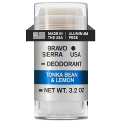 Bravo Sierra aluminum-free deodorant stick delivers all-day odor protection with tonka bean and lemon.