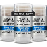 Bravo Sierra aluminum-free deodorant three-pack ready for on-the-go odor protection.