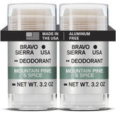Bravo Sierra deodorant 2-pack Mountain Pine & Spice bottle offers long-lasting odor protection