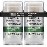 Bravo Sierra aluminum-free deodorant packaging shows a two-pack for long-lasting freshness