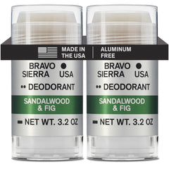 Bravo Sierra aluminum-free deodorant packaging shows a two-pack for long-lasting freshness