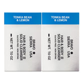 Bravo Sierra body-hair-solid-bar 2-pack packaging; all-in-one cleanser for face, hair, body