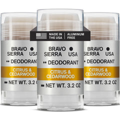 Bravo Sierra aluminum-free Citrus Cedarwood deodorant bottle for daily odor control