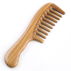 Breezelike sandalwood hair comb wide teeth ready for gentle detangling of thick hair