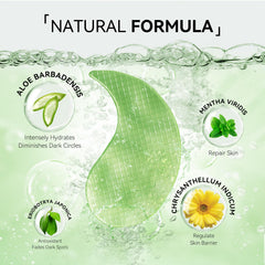 BREYLEE Aloe Vera Eye Masks applied under eyes for refreshed look.