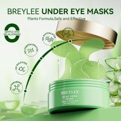 Breylee Aloe Vera Eye Masks patches close-up showing soothing under-eye hydration.