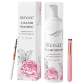 Breylee eyelash extension cleanser bottle shows gentle foaming for clean lashes