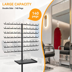 BRIAN & DANY hair separator rack demonstrates tangle-free storage for efficient braiding.