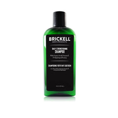 Brickell Daily Strengthening Shampoo bottle with mint scent for refreshing daily scalp care