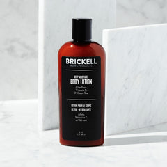 Texture closeup shows fast-absorbing hydration from Brickell lotion.