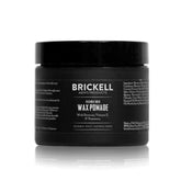 Brickell Men's Flexible Hold Wax Pomade jar closeup shows natural shine for everyday styling.