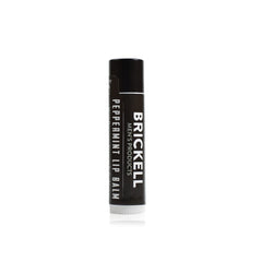 Brickell Men's No Shine Lip Balm packaging shows matte finish and SPF 15 protection.