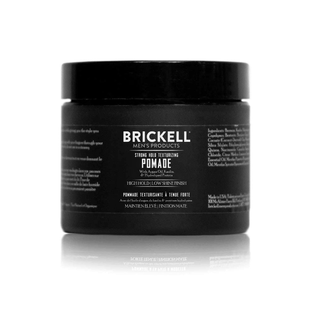 Brickell strong hold texturizing pomade tube delivers high pliable hold for textured style