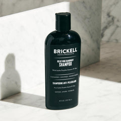 Brickell Men's Relieving Dandruff Shampoo ingredients jojoba highlights jojoba oil for moisture.