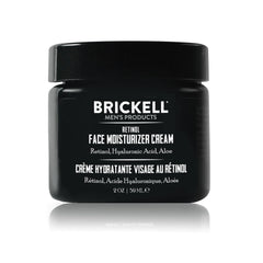 Brickell Men's Retinol Face Moisturizer bottle demonstrates fragrance-free night care for smoother skin