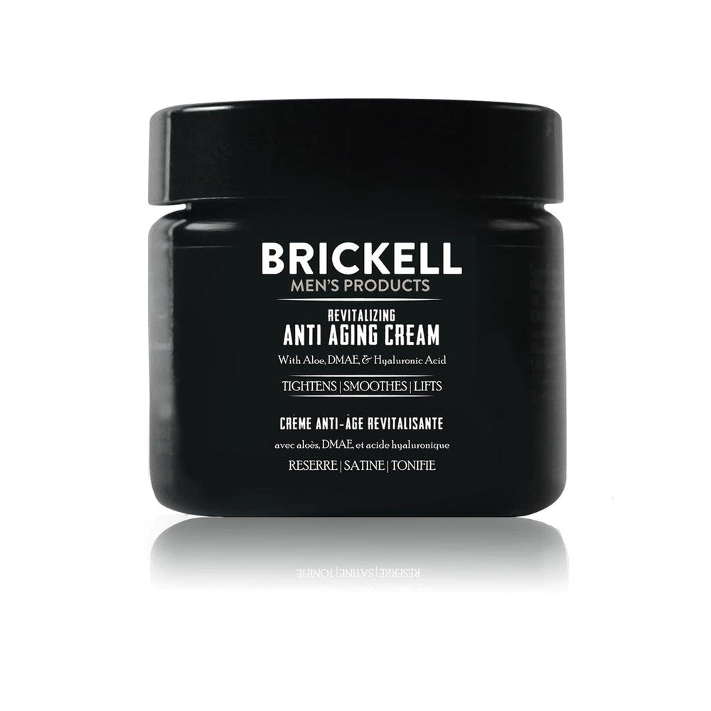Brickell Men's Revitalizing Anti-Aging Cream bottle pour for quick hydration