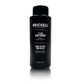 Brickell Men's Styling Hair Powder packaging shows a portable 18g container for quick volume.