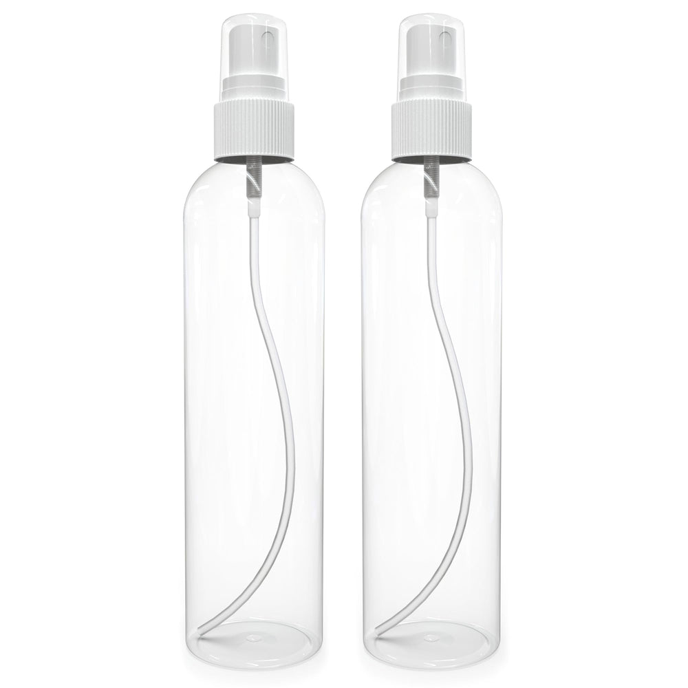 BRIGHTFROM 8oz fine mist bottle, clear, travel-ready for skincare and dispensing.