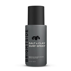 BRIGHTSIDE Salt & Clay Surf Spray bottle close-up showing texture-enhancing formula for beachy style.
