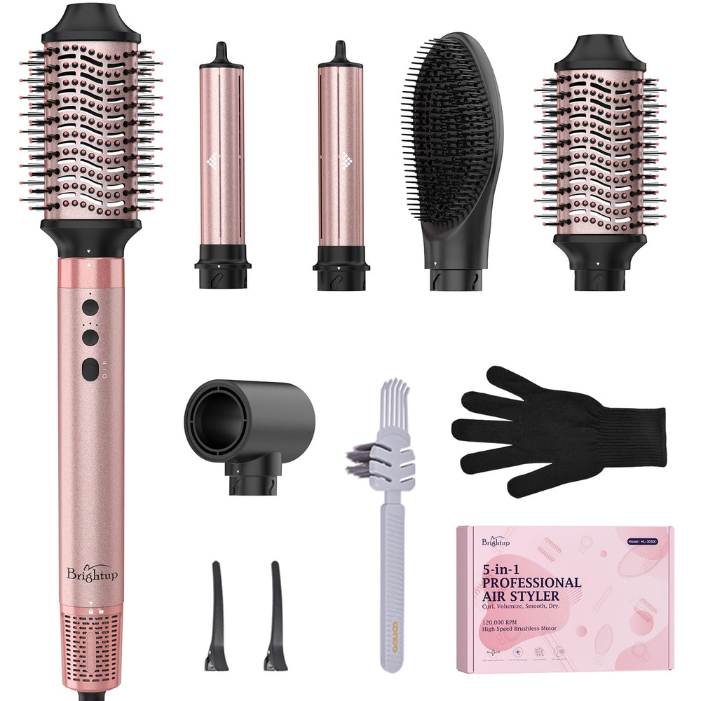 Brightup Air Wrap attachments for fast drying, volumizing, smoothing, curling.