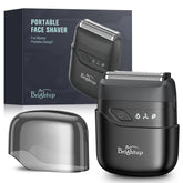 Brightup electric foil shaver pocket-size front view for on-the-go grooming