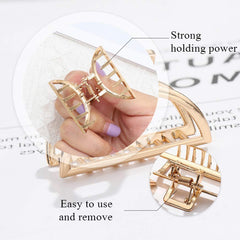 Brinie gold hair claw sideview shows smooth edges and secure grip