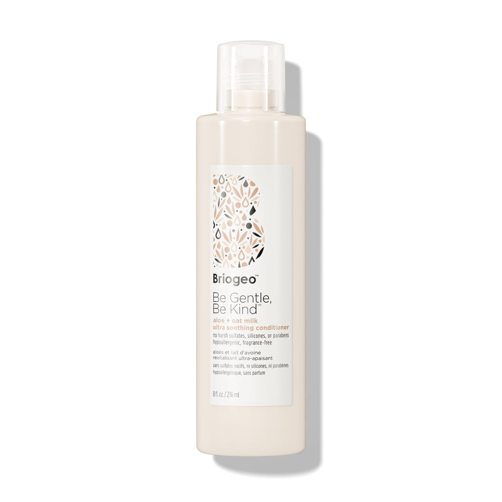 Briogeo Be Gentle Be Kind bottle front shows fragrance-free formula for sensitive scalps.