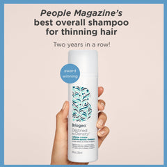 Briogeo Destined For Density bottle side highlights sulfate-free daily cleanse.