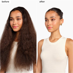 Applying Briogeo Sleek Stick to hair for flyaway control
