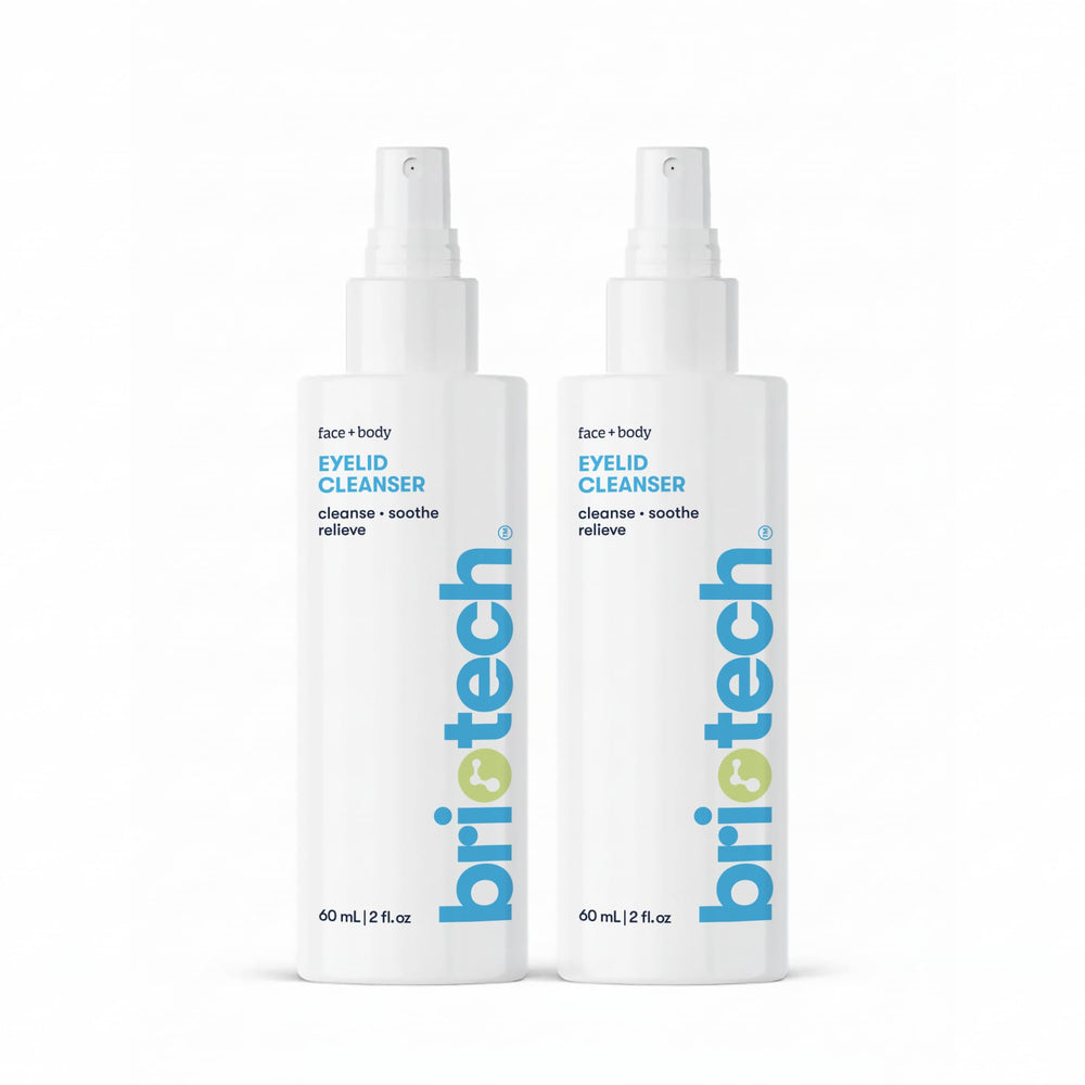 BRIOTECH Eyelid Cleanser bottle-front for gentle daily eyelid care.