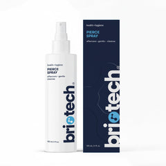 BRIOTECH Pierce Spray bottle labeled HOCl aftercare for piercing irritation relief