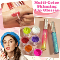 BRIPATI diy lip gloss pigment powders colors display eight pigment powders for vibrant color experiments.