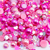 Briskbloom 60g mix pearls and rhinestones closeup showcases vibrant colors for nail art and crafts.