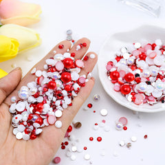 Briskbloom flatback pearls and rhinestones close-up showing varied sizes for crafts.