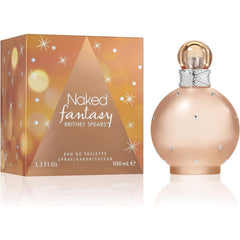 Britney Spears Naked Fantasy bottle tilted to reveal cap design and glossy finish for premium feel.