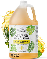 Brittanie's Thyme bergamot-lime bottle pouring for a refreshing daily wash ritual.