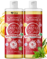 Brittanie's Thyme peppermint castile soap two-pack bottles for versatile body and home cleaning