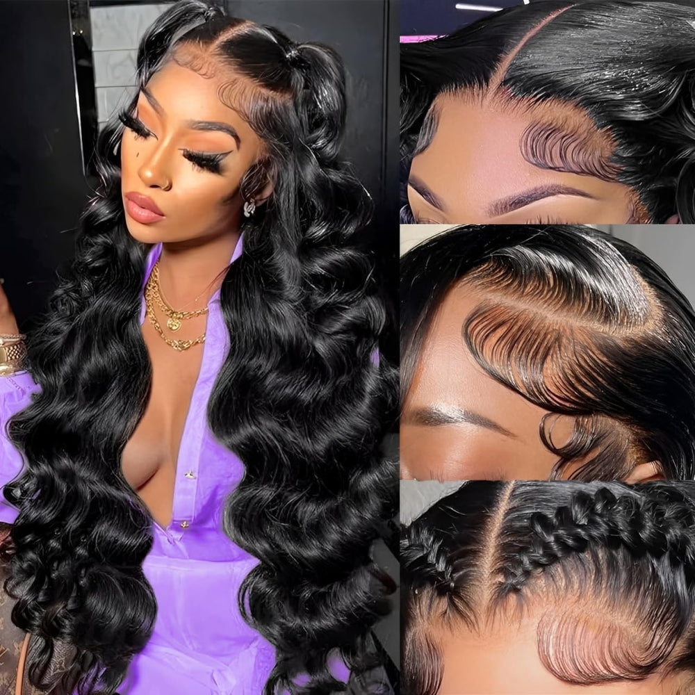 Brofoe 32in 13x6 lace front wig front view shows natural hairline and soft body wave.