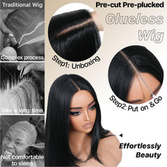 BrownBomb pre plucked pre cut wig with bangs and layered detail for beginners