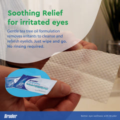 Bruder Eyelid Cleansing Wipes pack on-the-go for convenient daily eyelid hygiene.